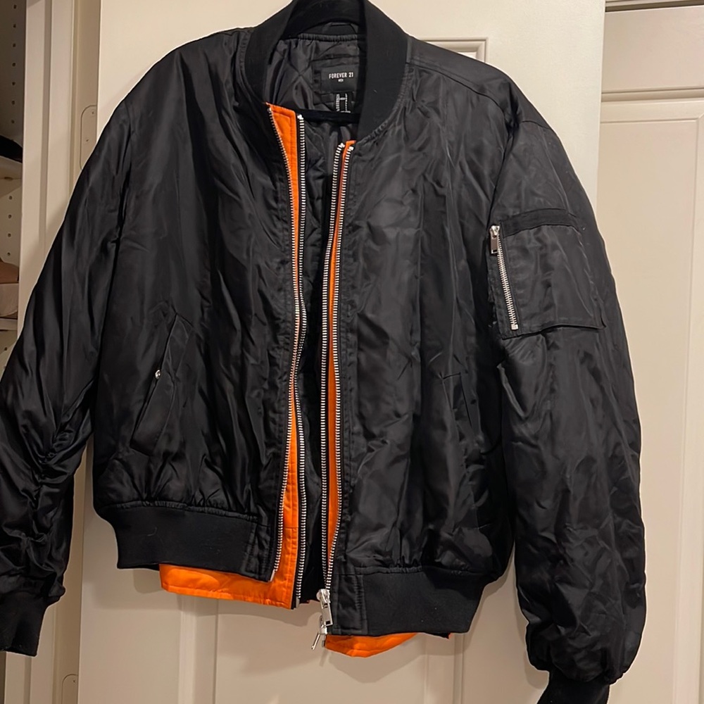 Black and orange Puffer Jacket